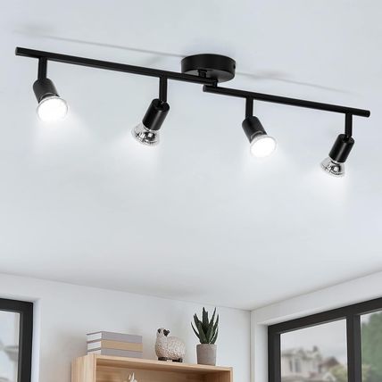 wowatt 4 Way LED Ceiling Spotlight Fittings, Black Ceiling Light Rotatable
