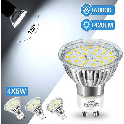 wowatt 4 Way LED Ceiling Spotlight Fittings, Black Ceiling Light Rotatable