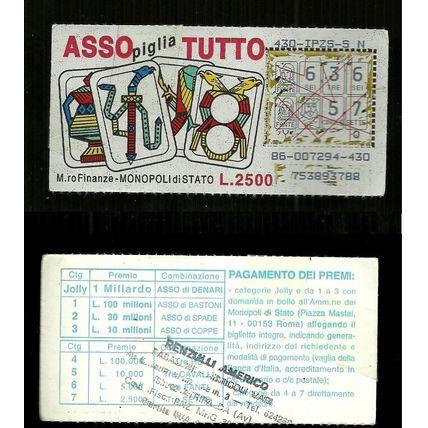 Gratta e Vinci %- Asso Piglia Tutto - Lotto 86