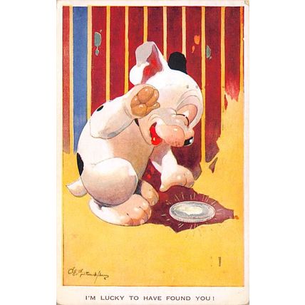 G E Studdy : I'm lucky to have found you! : "Bonzo" postcard 1818 pu