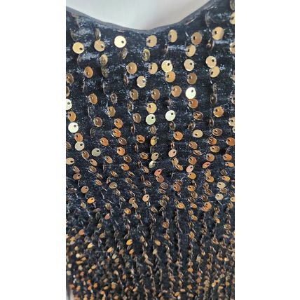 Long Black Sequin Dress With Leg Opening On One Side Women's Size Small Sexy