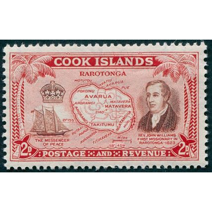 Cook Islands 1949 2d reddish brown & scarlet SG152 unused