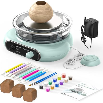 Alldeer Mini Pottery Wheel Kit - 4.7" Turntable Electric Clay Wheel with Foot Pe