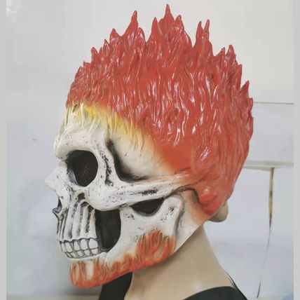 Ghost Rider Flaming Skull Latex Mask Fire Flame Handmade Lifelike Realistic Comi