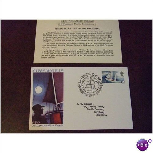 1967 GB Sir Francis Chichester Plymouth GPO FDC special hand stamp round world