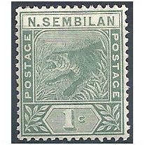 Negri Sembilan (Malaysia) 1893 SG2 1c Green Mounted Mint.