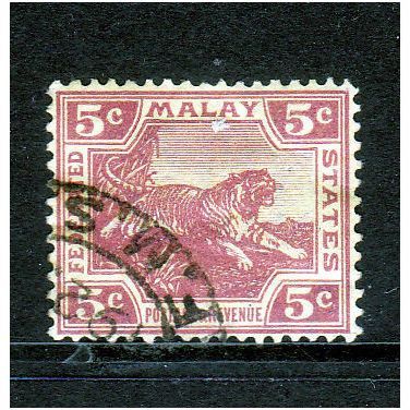 MALAYSIA 1922 SG61 5c MAUVE / PALE YELLOW FINE USED