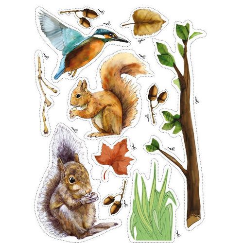 Wheelie Bin, Kitchens, Fridges, Caravans Waterproof Stickers - Woodland Animals