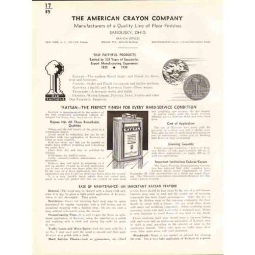 american crayon company 1938 kaysan wood floor sealer vintage catalog