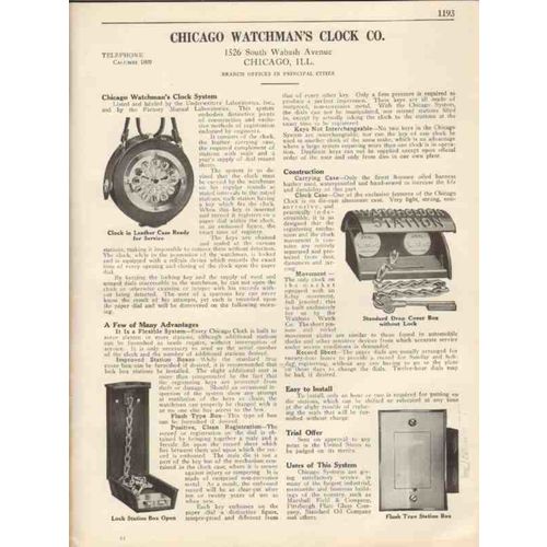 chicago watchmans clock company 1931 stationary keys vintage catalog