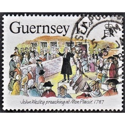 GUERNSEY, 1987 15p John Wesley, SG 411 (Scott 363), used