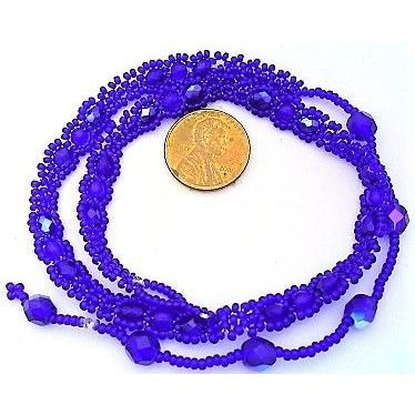 Cobalt Blue Beaded Daisy Chain Choker Necklace