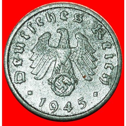 Ⰶ SWASTIKA (1940-1945): GERMANY ★ 1 PFENNIG 1945A UNCOMMON!★LOW START★NO RESERVE