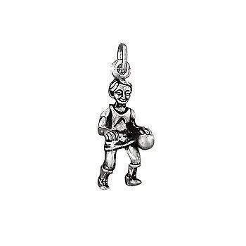 Sterling Silver BasketBall Player Dribbling pendant charm.