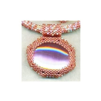 Spring Colors Bead Crochet Rope Choker Pink Cat Eye Pendant 10