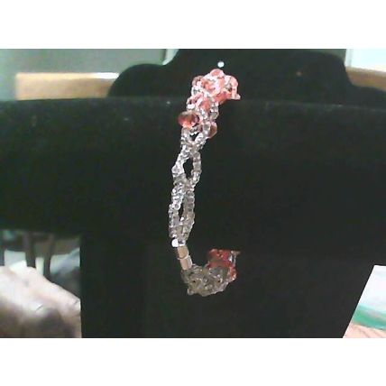 Shiny White Red Crystal Weave Tube Magnetic Bracelet