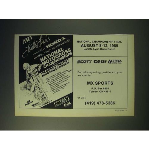 1989 Loretta Lynn's National Motocross Championships Ad