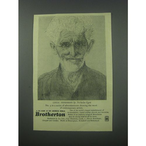 1954 Brotherton Chemicals Ad - Greek Fisherman by Nicholas Egon