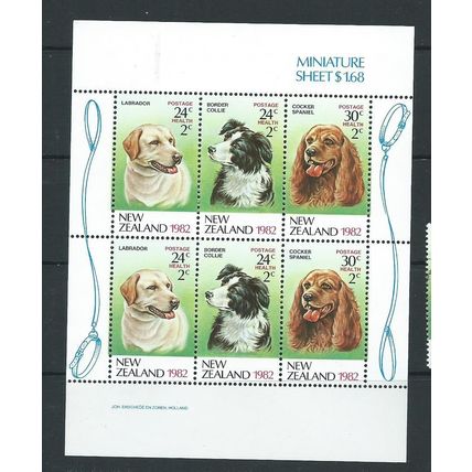 new zealand sgms1273 sg ms 1273 dogs mini sheet health stamps mnh