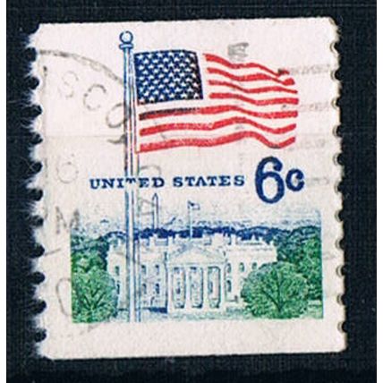 USA 1968 SG1318 usa51 U.S. Flag & White House 6c Used Stamp