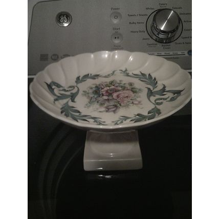 Limoges signed T. Burroughs floral compote