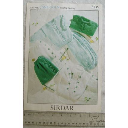 Vintage: Sirdar 3735 sweater, cardigan & pants, DK, 16-24 inch / 41-61 cm
