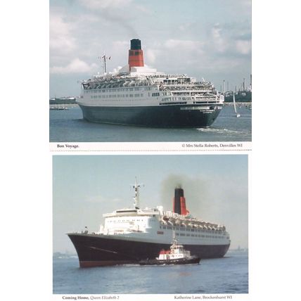 Bon Voyage Coming Home QE2 Ferry Womens Institute Hampshire 2x Postcard s