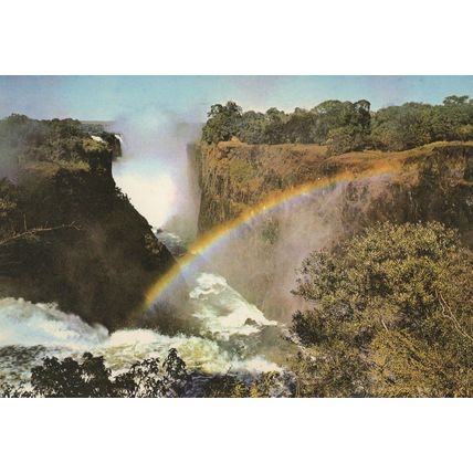 Rhodesia Spectacular Rainbow at Victoria Falls Main Gorge Postcard