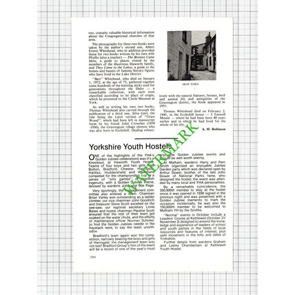 Thomas Whitehead Cross House Dent Yorkshire Author - 1980 Small Article