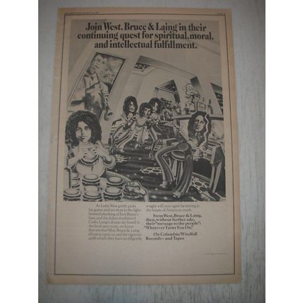1973 West, Bruce & Laing Whatever Turns You On Album Advertisement