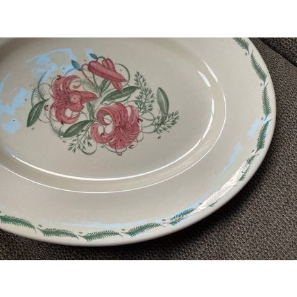 Susie Cooper Red Flower Floral Oval Plate