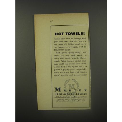 1956 Martex Towels Ad - Hot Towels