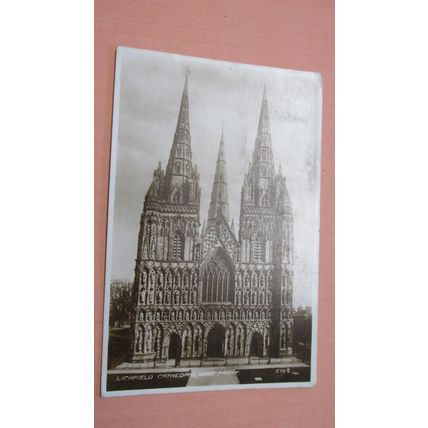 1930s Valentines Postcard - Lichfield Cathedral West Front - Staffordshire