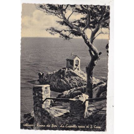 Alassio Cappella S Croce Italy Postcard posted 1955 creased