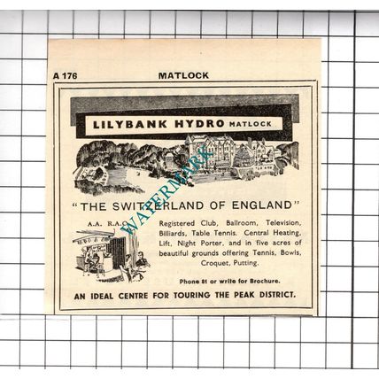 Nayland Rock Hotel Margate / Lilybank Hydro Matlock Small Advert - 1958 Cutting