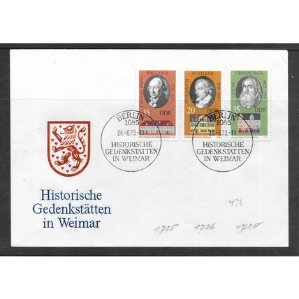 GERMANY EAST DDR ILLUSTRATED COVER 1973 HOMES PEOPLE SCHILLER WEILAND CRANACH