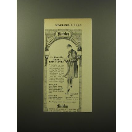 1960 Finchley Jersey Rain-topper by Axel Advertisement - For Him & Her