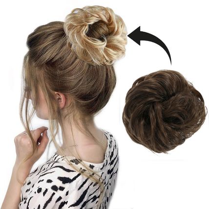 Synthetic Messy Bun Hair Piece, Ladies Hair Scrunchie BROWN 8