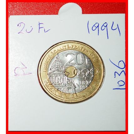 Ⰶ COUBERTIN 1863-1937 OLYMPICS: FRANCE★ 20 FRANCS 1894 1994★LOW START★NO RESERVE