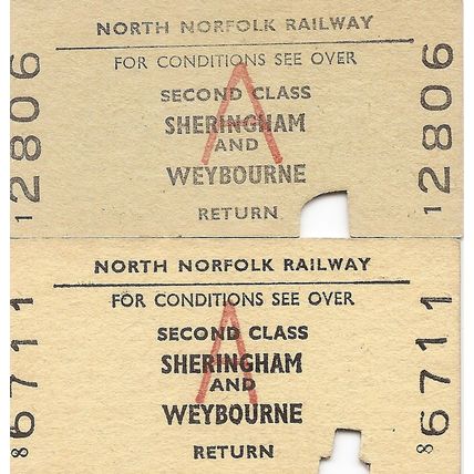 North Norfolk Railway Edmondson Tickets - Sheringham and Weybourne x 2