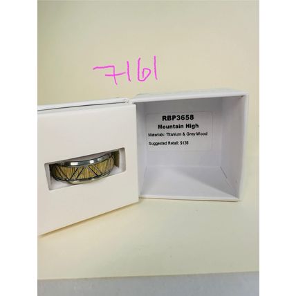 NIB Bomb Party Sz13 Revealed BP Ring RBP3658 Mountain High Titanium & Grey Wood