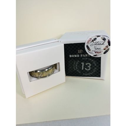 NIB Bomb Party Sz13 Revealed BP Ring RBP3658 Mountain High Titanium & Grey Wood
