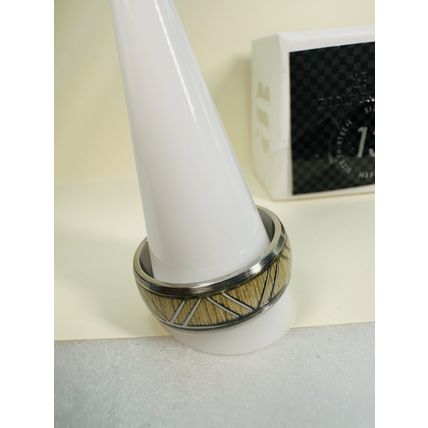 NIB Bomb Party Sz13 Revealed BP Ring RBP3658 Mountain High Titanium & Grey Wood