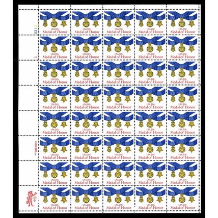 Medal of Honor Sheet of Forty 20 Cent Postage Stamps Scott 2045