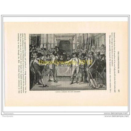 CROMWELL DISMISSING THE THE LONG PARLIAMENT 1658, Illustration, c1870