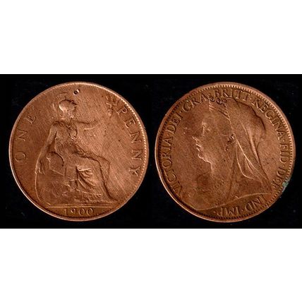 United Kingdom One Penny 1900 Used Coin 1d Britannia UK
