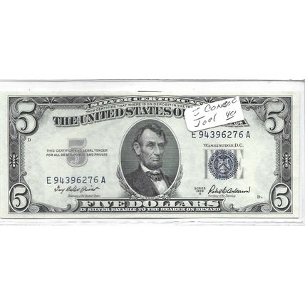 1953-A Us $5.00 Silver Certificate Crisp unc