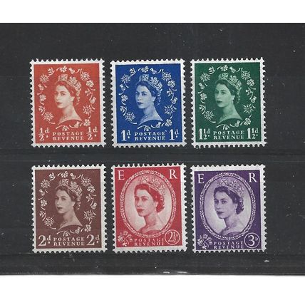 GB.1957 Definitives set of 6.Mounted Mint.Jul25a