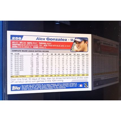ALEX GONZALEZ 2004 TOPPS BASEBALL CARD #256