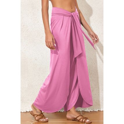 Bonbon Knotted Drop Waist Split Leg Relaxed Pants